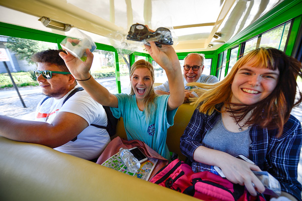 UNT President Neal Smatresk photographed asking UNT trivia questions in the UNT Trivia Tram on the UNT campus in Denton, Texas on August 27, 2018