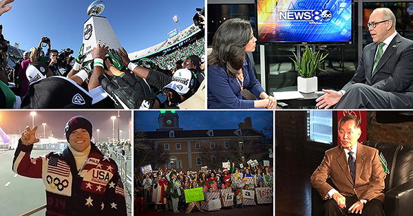 Highlights from 2014 at UNT, Heart of Dallas Bowl champions, President Smatresk interviews on  WFAA, Johnny Quinn, The Ellen Show at UNT and George Takei.