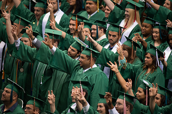 UNT graduates at the first University-wide commencement ceremony