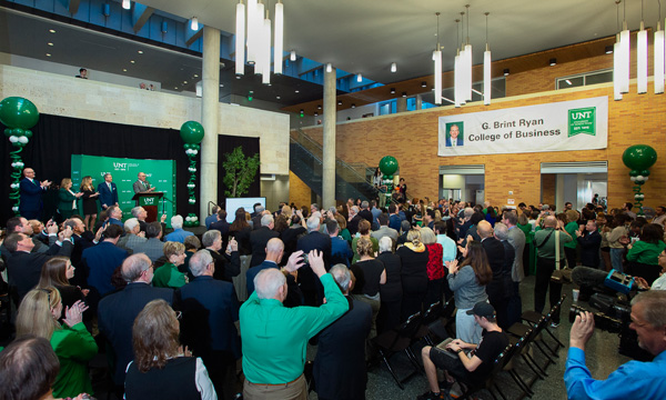 UNT will create the G. Brint Ryan College of Business thanks to a $30 million gift – the largest in UNT's history – from alumnus G. Brint Ryan and his wife Amanda.